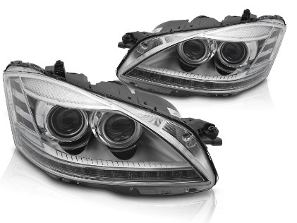 Prednja svjetla LED DRL Facelift look (chrome) / Mercedes S-klasa W221 (2005-2009), LPMEF6