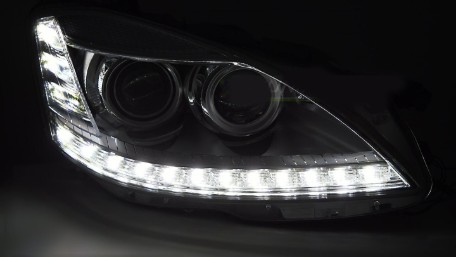 Prednja svjetla LED DRL Facelift look (chrome) / Mercedes S-klasa W221 (2005-2009), LPMEF6
