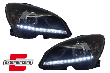 Prednja svjetla LED DRL Facelift look (crna) / Mercedes C klasa W204 S204 limuzina karavan (2007-2010), LPME89