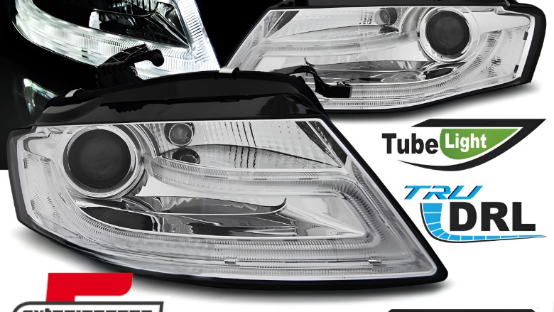Prednja svjetla LED DRL Facelift look XENON (chrome) / Audi A4 B8 (2008-2011), LPAUD1