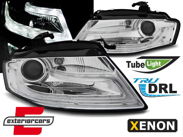 Prednja svjetla LED DRL Facelift look XENON (chrome) / Audi A4 B8 (2008-2011), LPAUD1