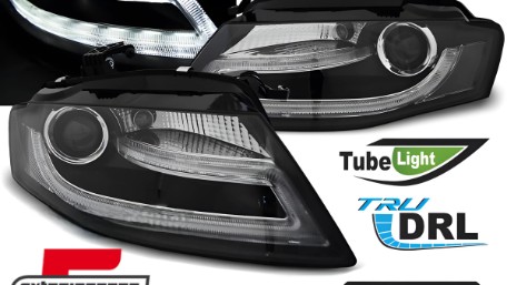 Prednja svjetla LED DRL Facelift look XENON (crna) / Audi A4 B8 (2008-2011), LPAUD2