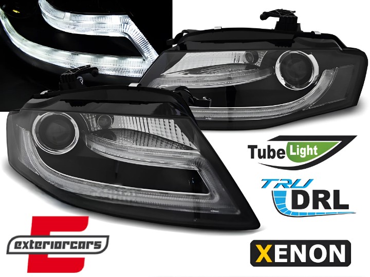 Prednja svjetla LED DRL Facelift look XENON (crna) / Audi A4 B8 (2008-2011), LPAUD2