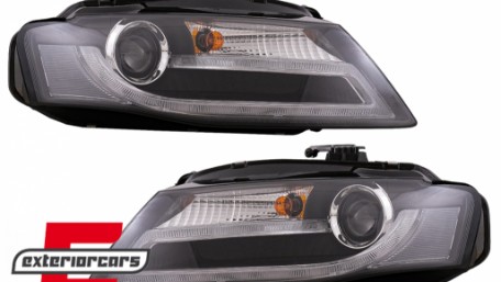 Prednja svjetla LED DRL Facelift look XENON (crna) / Audi A4 B8 (2008-2011), LPAUD2