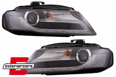 Prednja svjetla LED DRL Facelift look XENON (crna) / Audi A4 B8 (2008-2011), LPAUD2