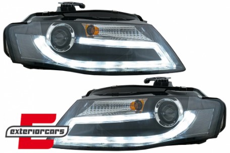 Prednja svjetla LED DRL Facelift look XENON (crna) / Audi A4 B8 (2008-2011), LPAUD2