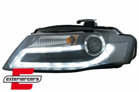 Prednja svjetla LED DRL Facelift look XENON (crna) / Audi A4 B8 (2008-2011), LPAUD2