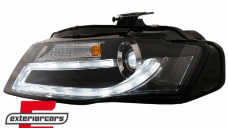 Prednja svjetla LED DRL Facelift look XENON (crna) / Audi A4 B8 (2008-2011), LPAUD2