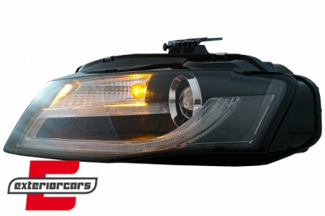 Prednja svjetla LED DRL Facelift look XENON (crna) / Audi A4 B8 (2008-2011), LPAUD2