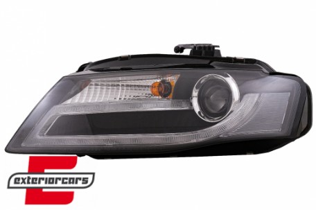 Prednja svjetla LED DRL Facelift look XENON (crna) / Audi A4 B8 (2008-2011), LPAUD2