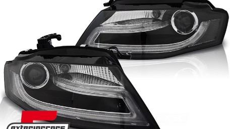 Prednja svjetla LED DRL Facelift Xenon look (crna) / Audi A4 B8 (2008-2011), LPAUD0