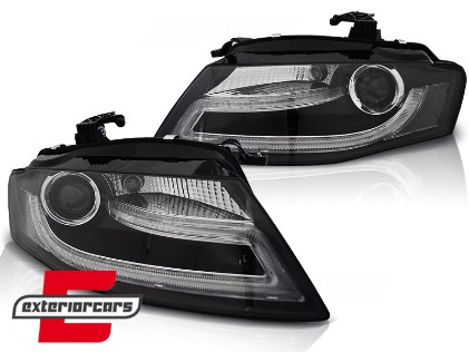 Prednja svjetla LED DRL Facelift Xenon look (crna) / Audi A4 B8 (2008-2011), LPAUD0