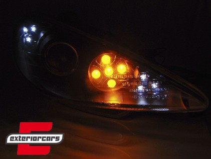 Prednja svjetla LED DRL LED žmigavci (crna) / Peugeot 206 (2003-2009), LPPE51