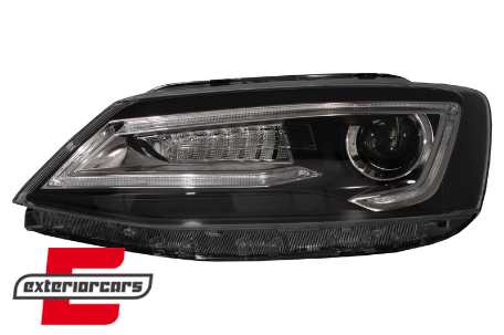 Prednja svjetla LED DRL SEQ žmigavci Bi-Xenon look (crna) / VW Jetta Mk6 VI (2011-2018), LPVWX0