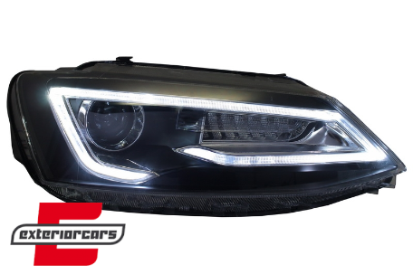Prednja svjetla LED DRL SEQ žmigavci Bi-Xenon look (crna) / VW Jetta Mk6 VI (2011-2018), LPVWX0