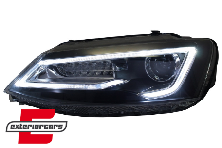 Prednja svjetla LED DRL SEQ žmigavci Bi-Xenon look (crna) / VW Jetta Mk6 VI (2011-2018), LPVWX0
