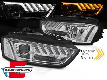 Prednja svjetla LED DRL SEQ žmigavci (chrome) / Audi A4 B8.5 Facelift (2012-2015), LPAUF9