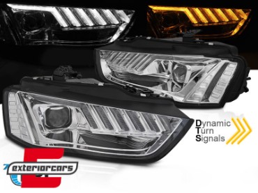 Prednja svjetla LED DRL SEQ žmigavci (chrome) / Audi A4 B8.5 Facelift (2012-2015), LPAUF9