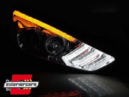 Prednja svjetla LED DRL SEQ žmigavci (chrome) / / Ford Focus Mk3 Facelift (2014-2018), LPFO80