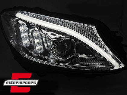 Prednja svjetla LED DRL SEQ žmigavci (chrome) / Mercedes C-klasa W205 S205 A205 C205 (2014-2018), LPMEE6