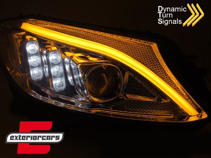 Prednja svjetla LED DRL SEQ žmigavci (chrome) / Mercedes C-klasa W205 S205 A205 C205 (2014-2018), LPMEE6