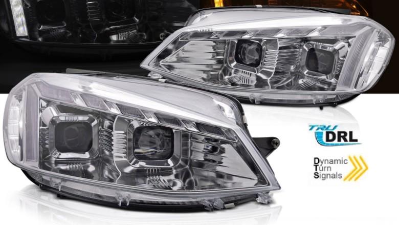 Prednja svjetla LED DRL SEQ žmigavci (chrome) / VW Golf 7.5 Facelift (2017-2019), LPVWW0
