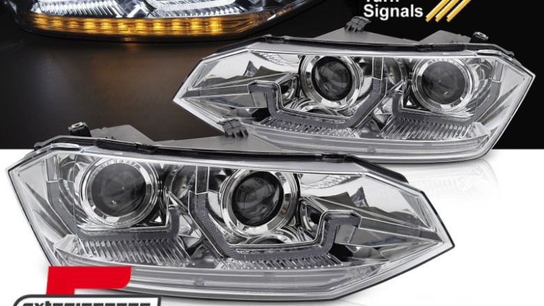Prednja svjetla LED DRL SEQ žmigavci (chrome) / VW Polo 2G (2017-2021), LPVWY1