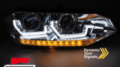 Prednja svjetla LED DRL SEQ žmigavci (chrome) / VW Polo 2G (2017-2021), LPVWY1