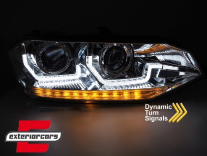 Prednja svjetla LED DRL SEQ žmigavci (chrome) / VW Polo 2G (2017-2021), LPVWY1