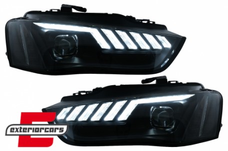 Prednja svjetla LED DRL SEQ žmigavci (crna) / Audi A4 B8.5 Facelift (2012-2015), LPAUG0