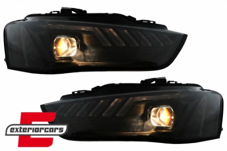Prednja svjetla LED DRL SEQ žmigavci (crna) / Audi A4 B8.5 Facelift (2012-2015), LPAUG0
