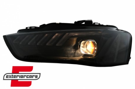 Prednja svjetla LED DRL SEQ žmigavci (crna) / Audi A4 B8.5 Facelift (2012-2015), LPAUG0