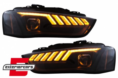Prednja svjetla LED DRL SEQ žmigavci (crna) / Audi A4 B8.5 Facelift (2012-2015), LPAUG0