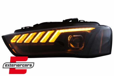 Prednja svjetla LED DRL SEQ žmigavci (crna) / Audi A4 B8.5 Facelift (2012-2015), LPAUG0