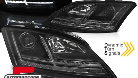Prednja svjetla LED DRL SEQ žmigavci (crna) / Audi TT 8J (2006-2010), LPAUE1