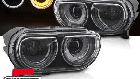 Prednja svjetla LED DRL SEQ žmigavci (crna) / Dodge Challenger (2008-2014), LPDO29