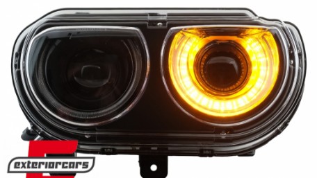 Prednja svjetla LED DRL SEQ žmigavci (crna) / Dodge Challenger (2008-2014), LPDO29