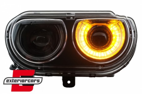Prednja svjetla LED DRL SEQ žmigavci (crna) / Dodge Challenger (2008-2014), LPDO29