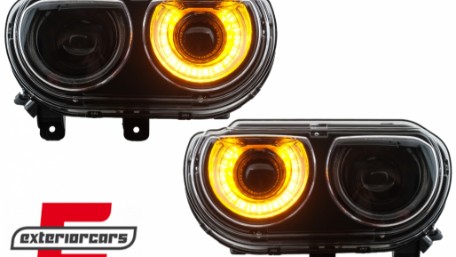 Prednja svjetla LED DRL SEQ žmigavci (crna) / Dodge Challenger (2008-2014), LPDO29