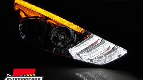 Prednja svjetla LED DRL SEQ žmigavci (crna) / / Ford Focus Mk3 Facelift (2014-2018), LPFO81