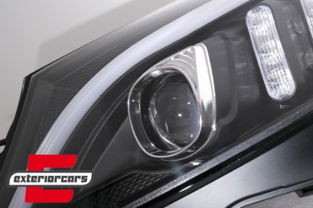 Prednja svjetla LED DRL SEQ žmigavci (crna) / Mercedes C-klasa W205 S205 A205 C205 (2014-2018), LPMEE7