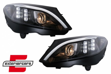 Prednja svjetla LED DRL SEQ žmigavci (crna) / Mercedes C-klasa W205 S205 A205 C205 (2014-2018), LPMEE7