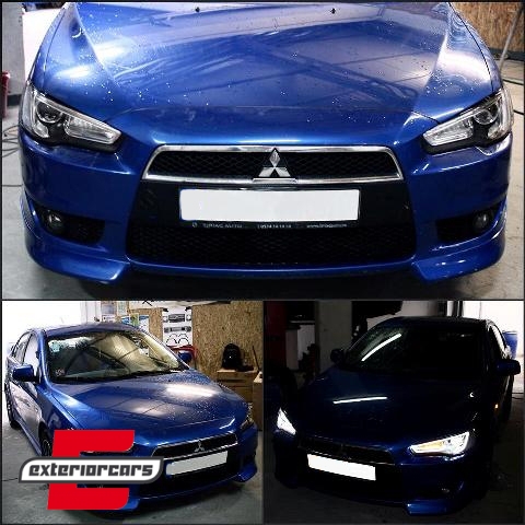 Prednja svjetla LED DRL SEQ žmigavci (crna) / Mitsubishi Lancer 8 (2007-2017), LPMI22