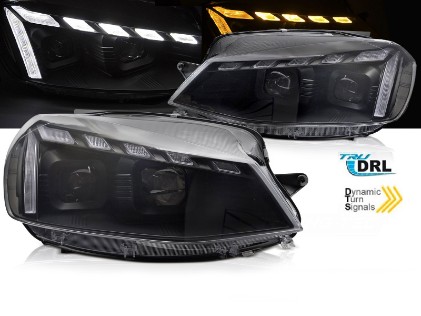 Prednja svjetla LED DRL SEQ žmigavci (crna) / VW Golf 7.5 Facelift (2017-2019), LPVWW1