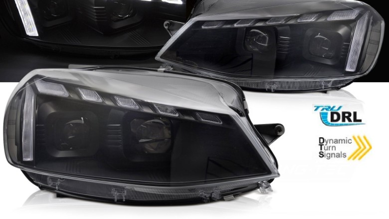 Prednja svjetla LED DRL SEQ žmigavci (crna) / VW Golf 7.5 Facelift (2017-2019), LPVWX5