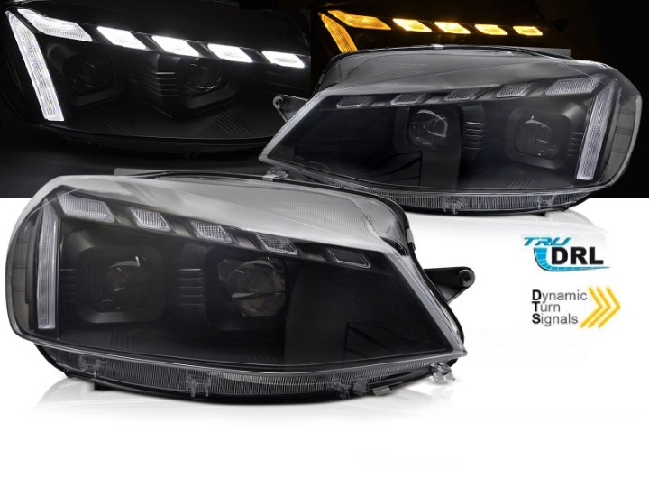 Prednja svjetla LED DRL SEQ žmigavci (crna) / VW Golf 7.5 Facelift (2017-2019), LPVWX5