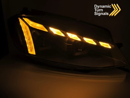 Prednja svjetla LED DRL SEQ žmigavci (crna) / VW Golf 7.5 Facelift (2017-2019), LPVWX5