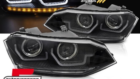 Prednja svjetla LED DRL SEQ žmigavci (crna) / VW Polo 2G (2017-2021), LPVWY2