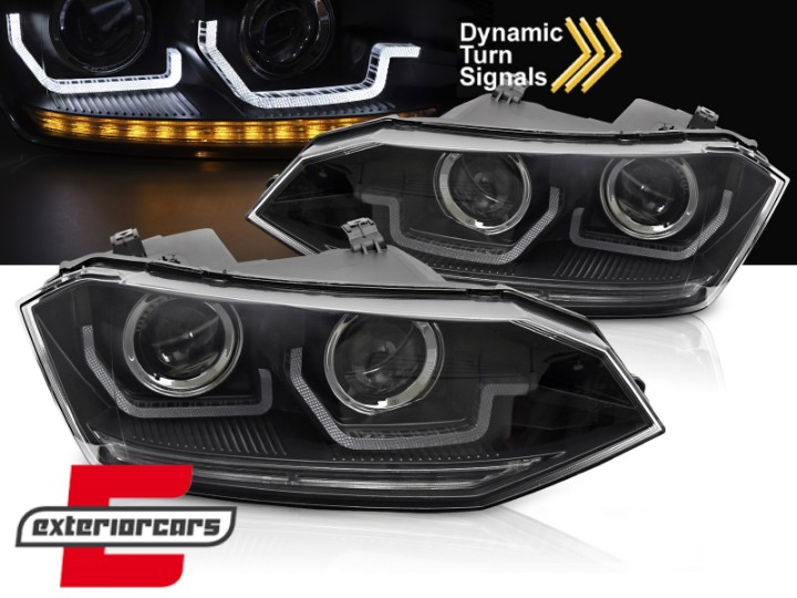 Prednja svjetla LED DRL SEQ žmigavci (crna) / VW Polo 2G (2017-2021), LPVWY2