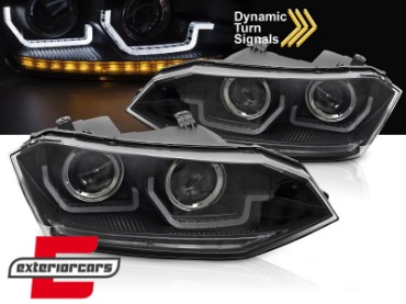 Prednja svjetla LED DRL SEQ žmigavci (crna) / VW Polo 2G (2017-2021), LPVWY2